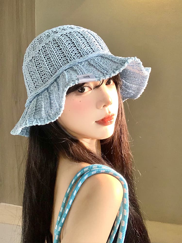 帽子 レディース 涼やか編み目バケットハット
