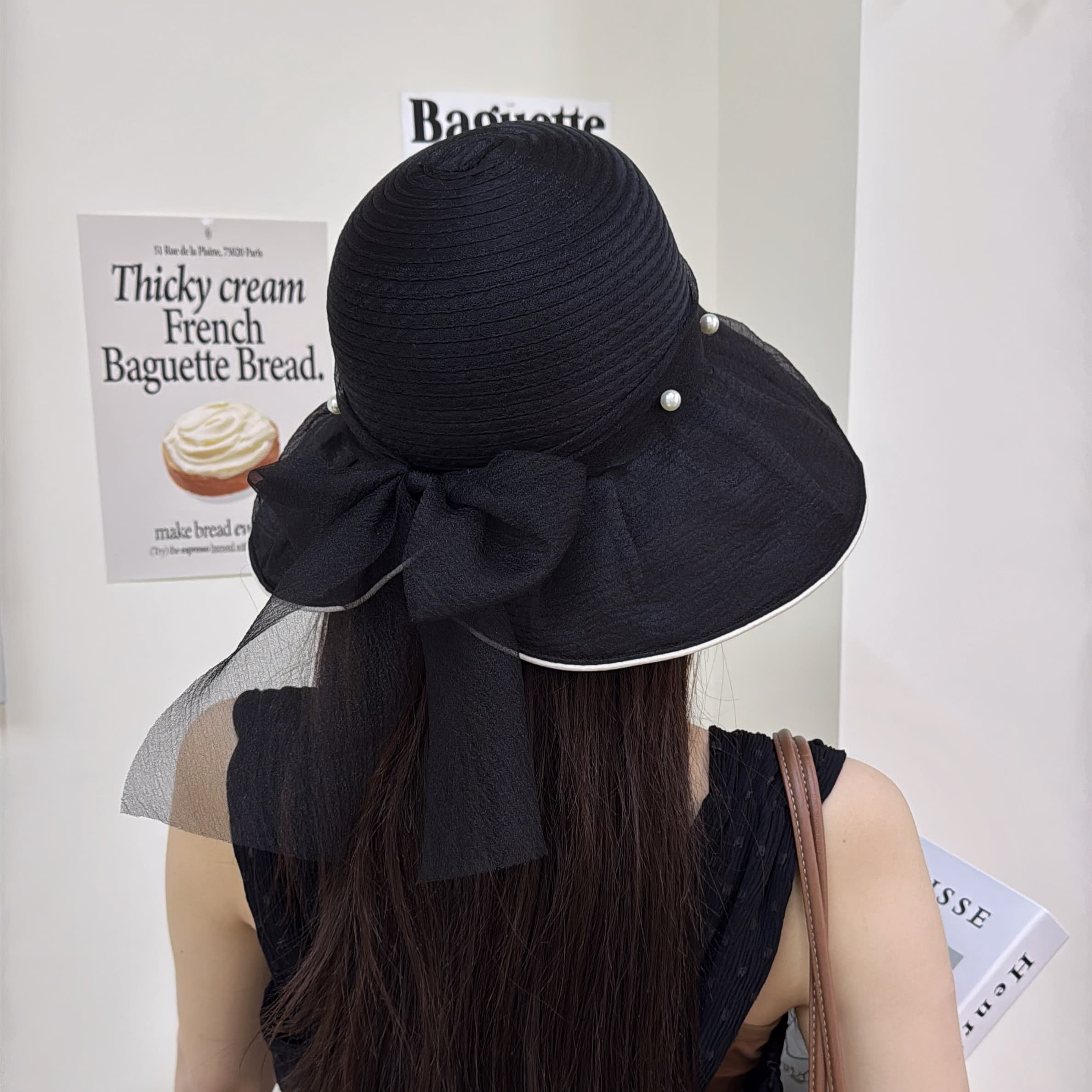 帽子 レディース 優雅リボン　麦わら帽子