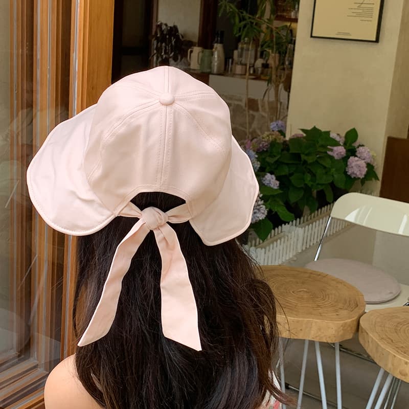 帽子 レディース 後ろリボン付き ふんわりバケットハット