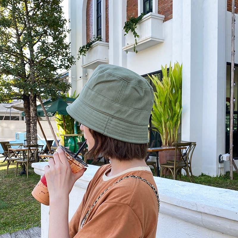 帽子 レディース カジュアル無地バケット帽子 つば広深め