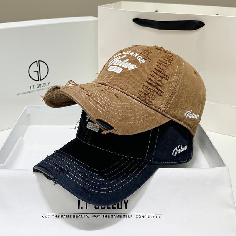 帽子 レディース ヴィンテージ風ダメージ加工キャップ