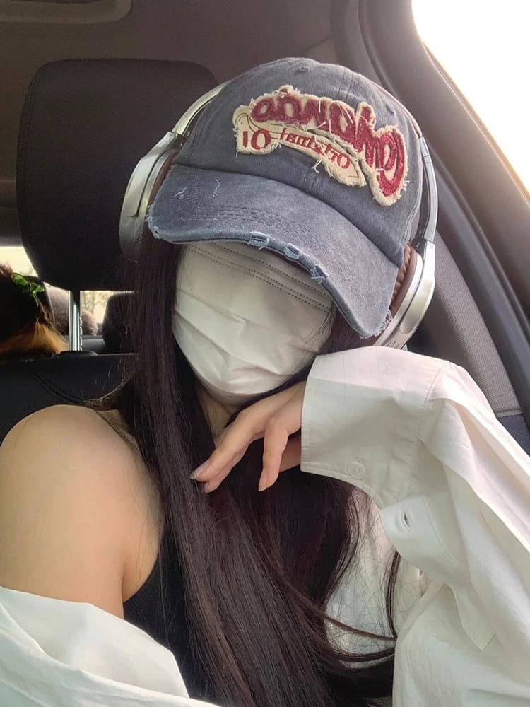 帽子 レディース ヴィンテージ風ワッペン付きキャップ