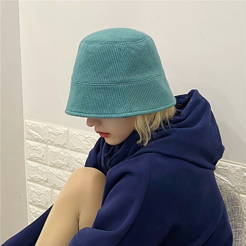 帽子 レディース リブ編みコーデュロイ風バケット帽