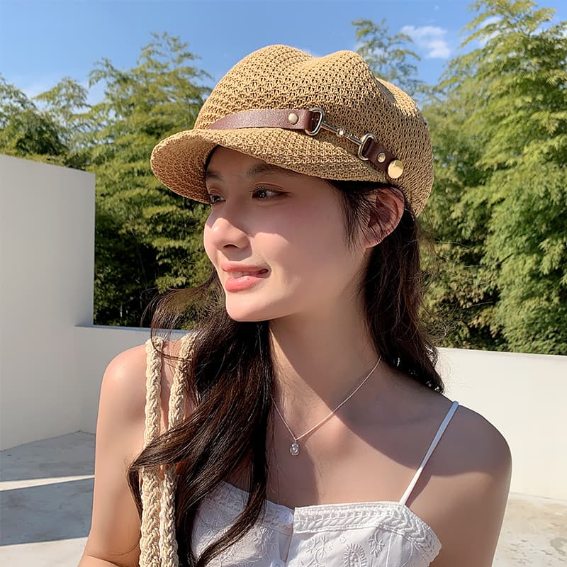 帽子 レディース  編み込み　ベルト付キャスケット
