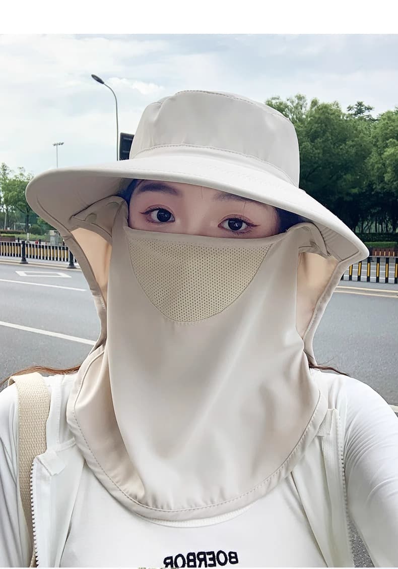 帽子 レディース フェイスガード付き日除