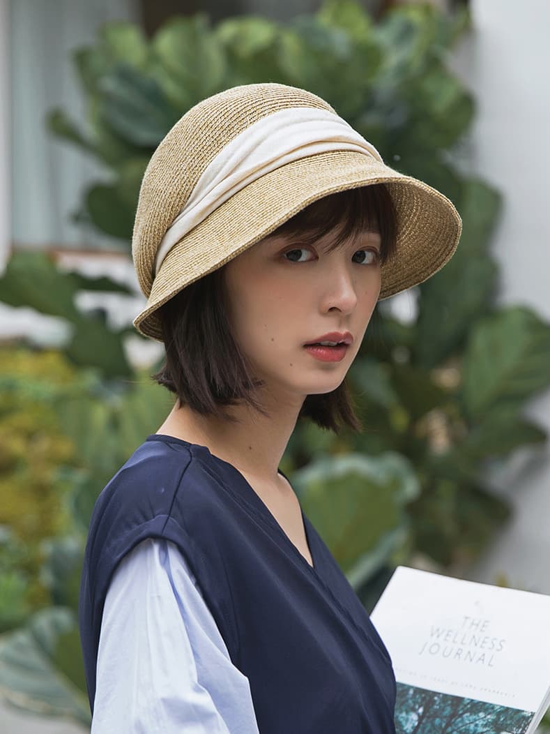 帽子 レディース リボン巻き 優雅クラシック麦わら帽