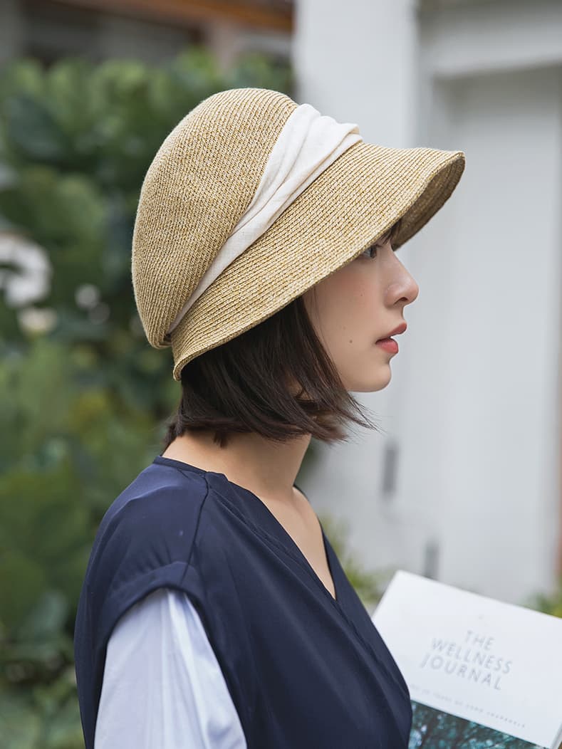 帽子 レディース リボン巻き 優雅クラシック麦わら帽