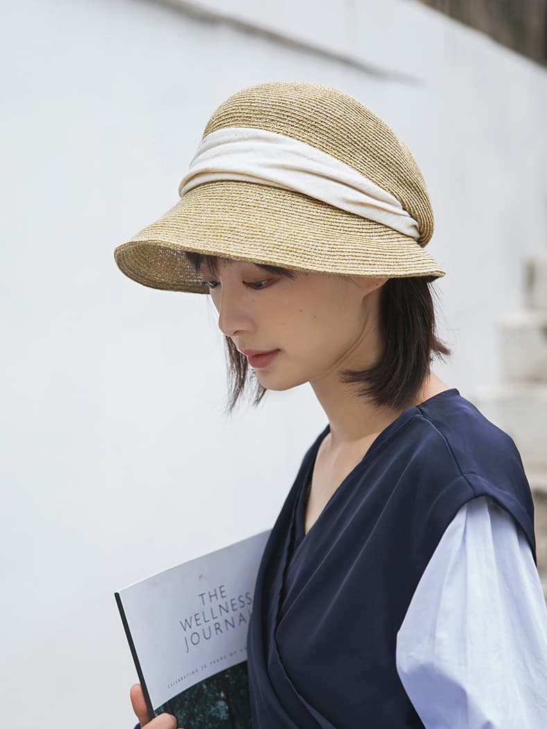 帽子 レディース リボン巻き 優雅クラシック麦わら帽